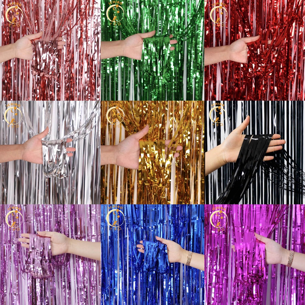 Tirai Rumbai Foil Ulang Tahun / Rumbai Rumbai Pesta / Backdrop 2 meter