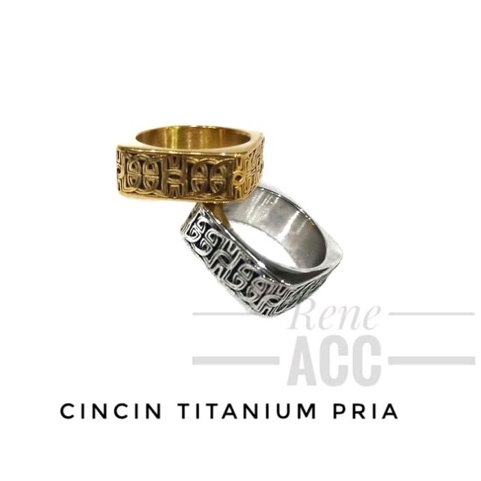 cincin Titanium Pria motif ukir Skull ring