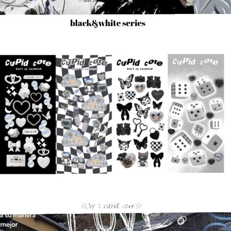 

U23 [cupid core] sticker bnw aesthetic png black and white toploader polco journal planner deco sticker sheet ready stock PROMO MURAH こ