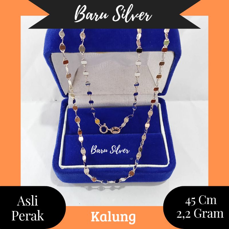 Kalung Biji Timun, Sepuh Emas Putih, Perak 925