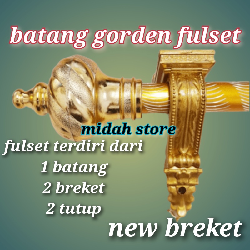 batang gorden fulset/new breket batang gorden 50-75-100-125-150-200cm