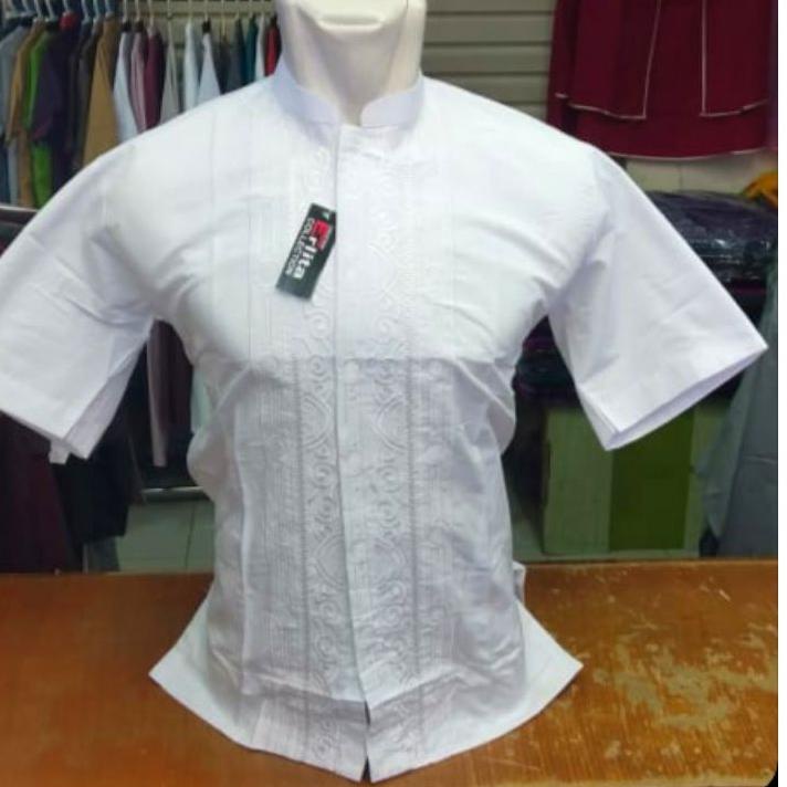 ☞ BAJU KOKO ERLITA LENGAN PENDEK POLOS PUTIH FULL KATUN ℮