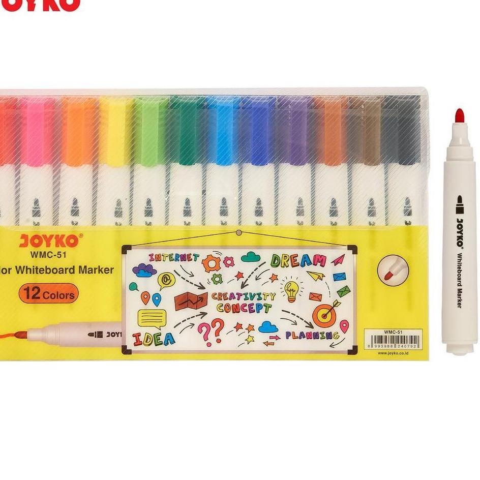 

Hot Popular Color Whiteboard Marker Spidol Warna Papan Tulis Joyko WMC-51
