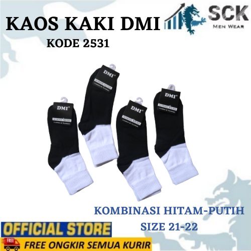 Kaos Kaki Sekolah Panjang DMI 2531 Polos Hitam Casual Premium / Kaus Kaki Sekolah SD SMP DMI 2531