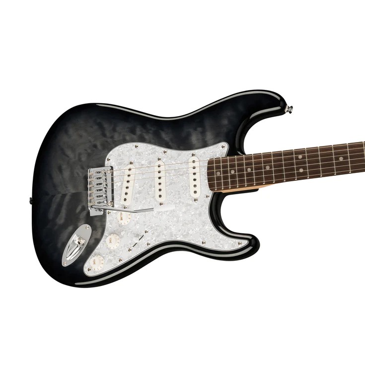 Squier FSR Affinity Series Stratocaster QMT Electric Guitar Laurel FB Black Burst