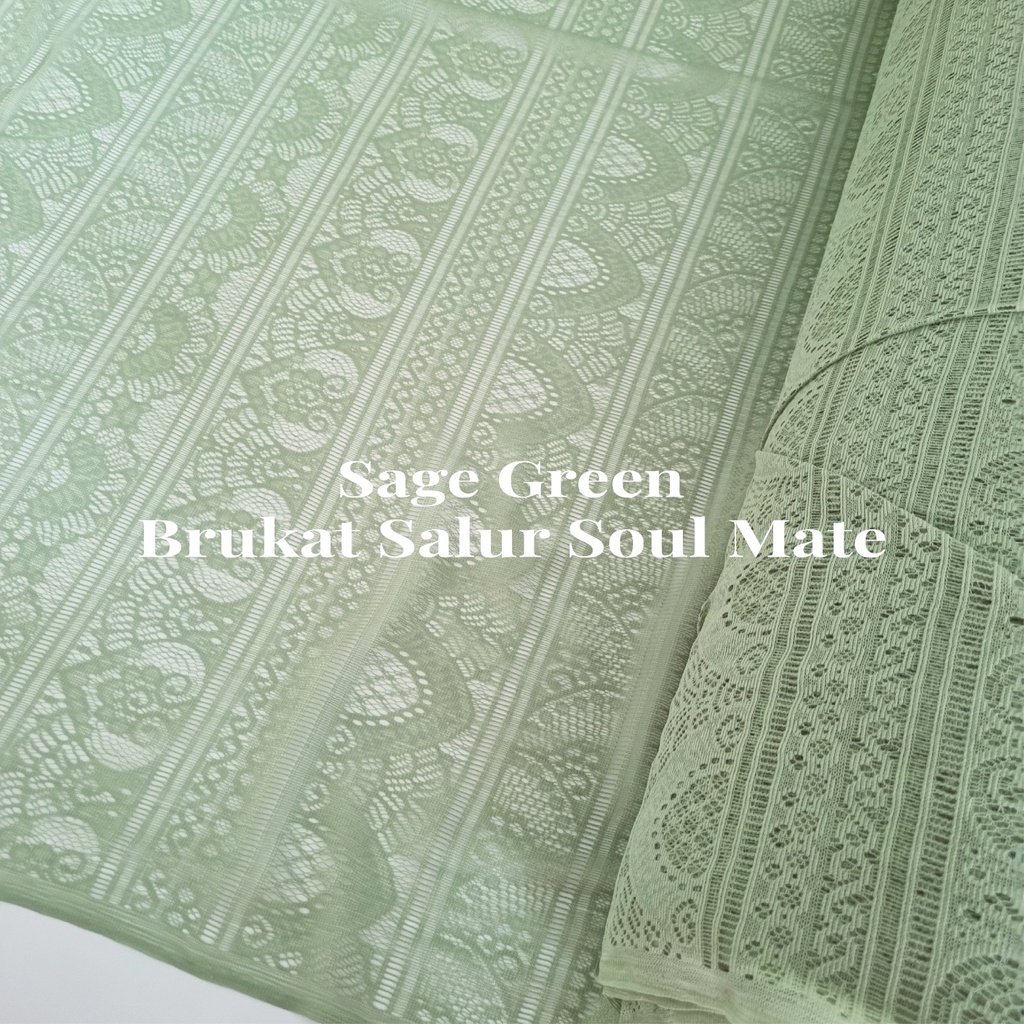 0,5m bahan kain brukat lace kebaya malika hijau sage green salur raya star rimba chantili soulmate