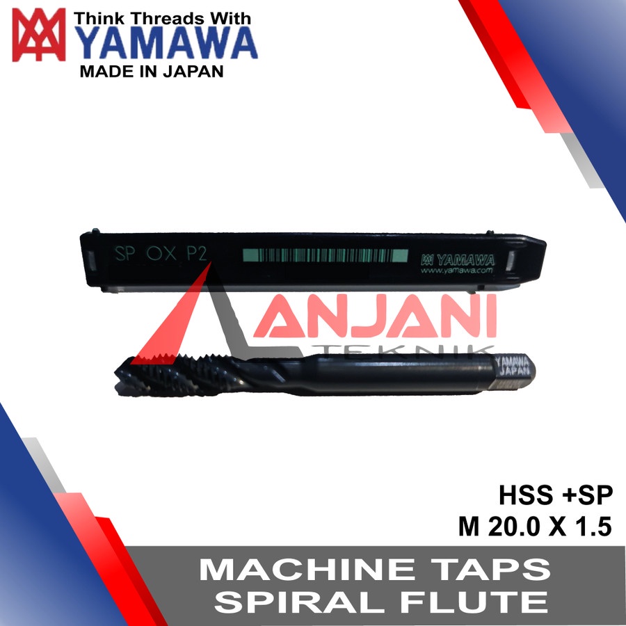 YAMAWA TAP MESIN SPIRAL HSS M 20 x 1.5 mm MACHINE TAPS SP 20x1.5 M20