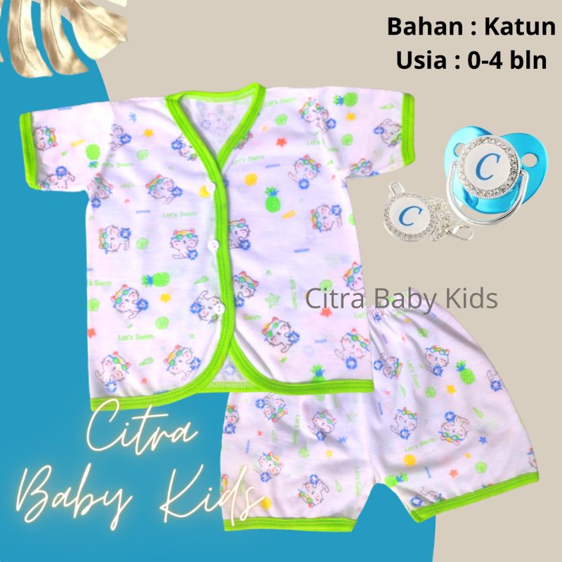 Setelan Bayi Lengan Pendek Baju Bayi Baru Lahir Tangan Pendek Set Baby Newborn SETELAN PENDEK KTTY