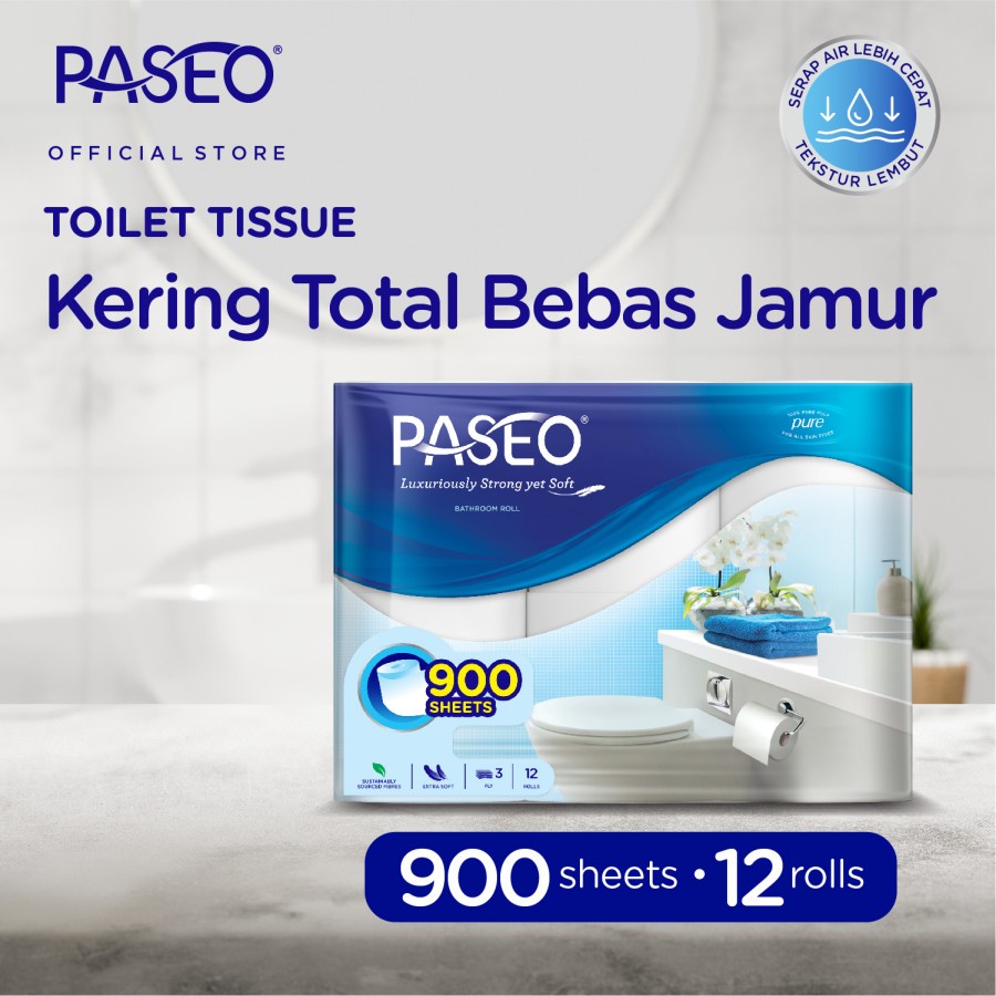 Paseo Elegant Toilet Core Non Emboss 12 Rolls 300's