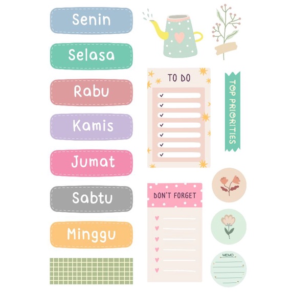 

Sticker nama-nama hari/bulan/kalender