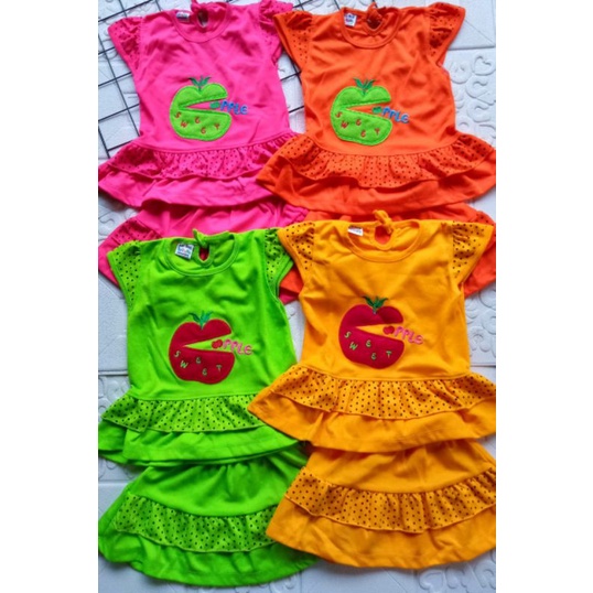 Setelan Baju Bayi Perempuan 3-18 bulan syifana / setelan rok Anak bayi Usia 3-18 Bulan Lucu Murah Berkualitas