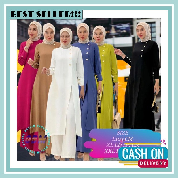 Cod Setelan Wanita Viral Terbaru Ootd 2023 One Set Nagita Slavina Long Square Kekinian Rayon Crinkle