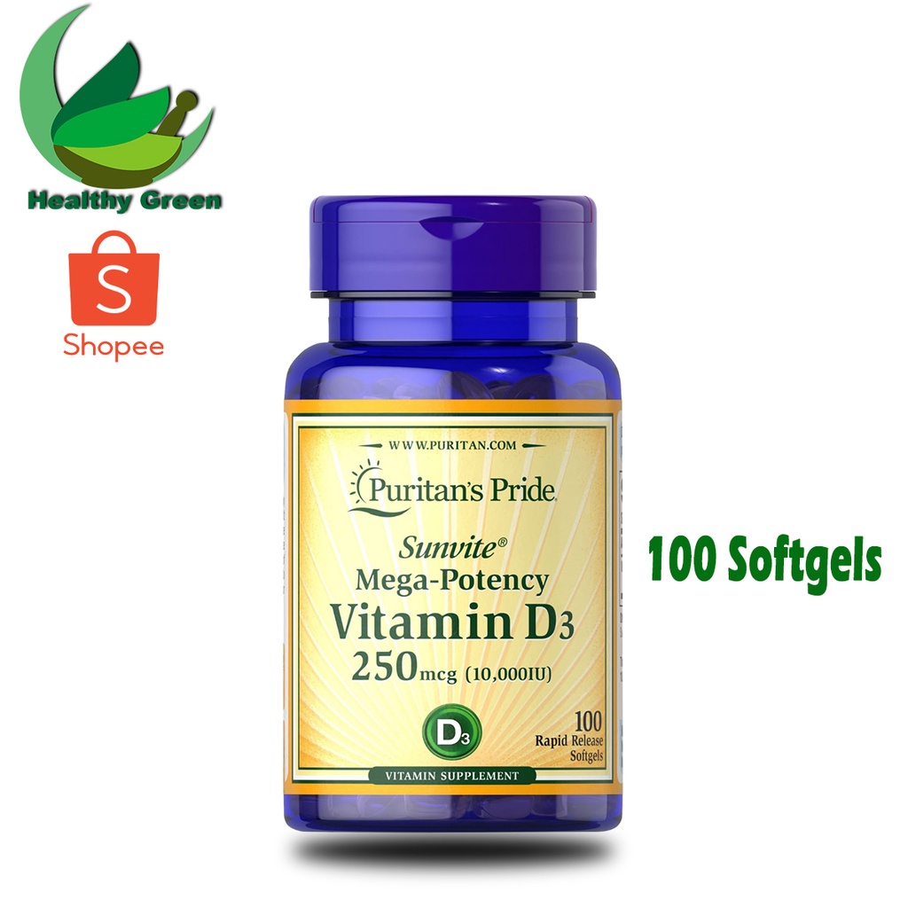 Puritan Pride Vitamin D3 10.000 IU Puritans pride Vitamin D3 10000IU 100 200 Softgels Puritan's Puri