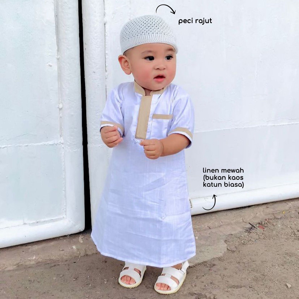 GROSIR KLIK 4 KALI KOKO Jubah Arab Baju Muslim Peci Setelan Bayi Cowok Anak Laki Lebaran Aqiqah Terb