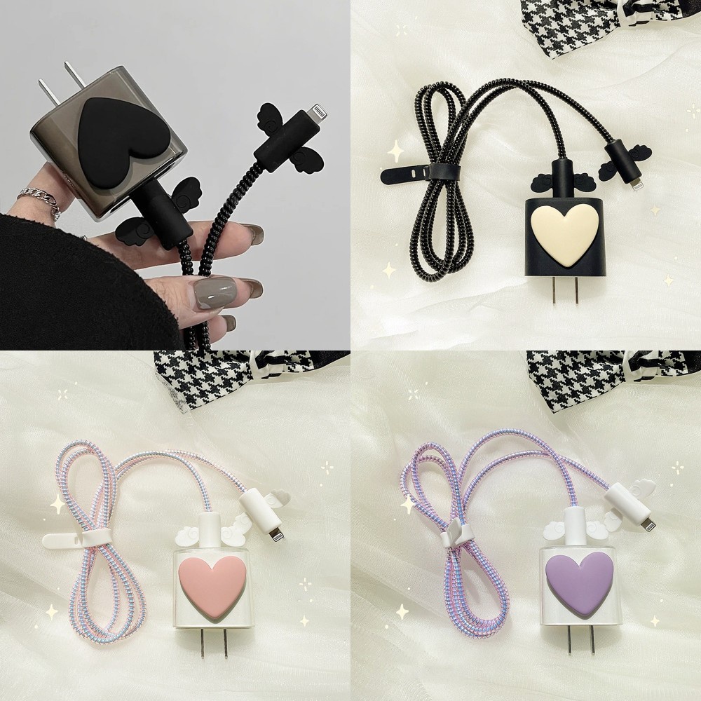 IPHONE Terlaku Untuk Iphone12 /13 Kasus Perlindungan Kabel Data Charger Ponsel Bahan Silikon Fashion Cinta Gaya Tempat Penyimpanan