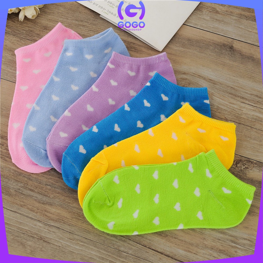 GOGO-P54 Kaos Kaki Korea Wanita Motif Love Short Socks / Kaus Kaki Semata Kaki Love Ankle Sock Import