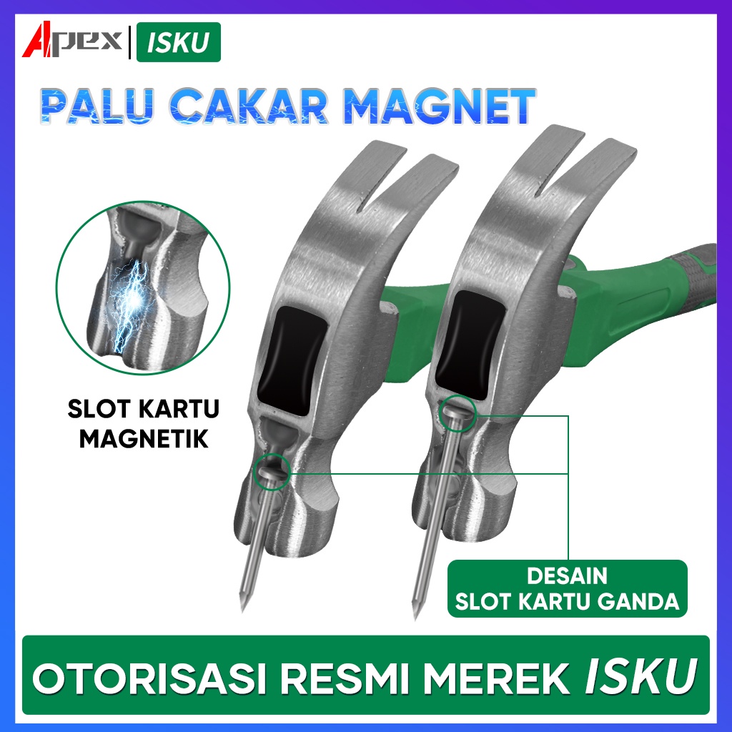 ISKU Palu Kambing Gagang Tpr Perkakas Palu Kambing 16 oz Palu Kambing 8 oz Magnetik Palu