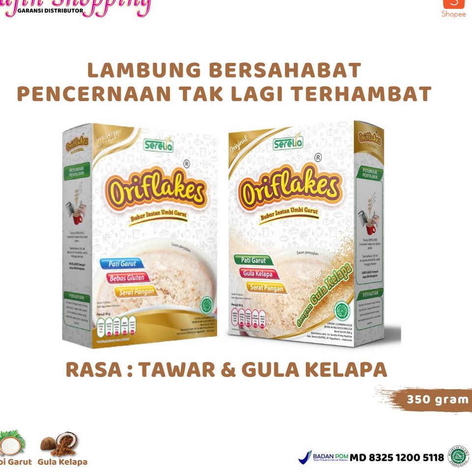 

➼ Oriflakes Sereal Umbi Garut Asam Lambung Original bubur sereal umbi pati garut oriflakes plain dan Gula Kelapa serelia oriflakes tanpa susu ➣