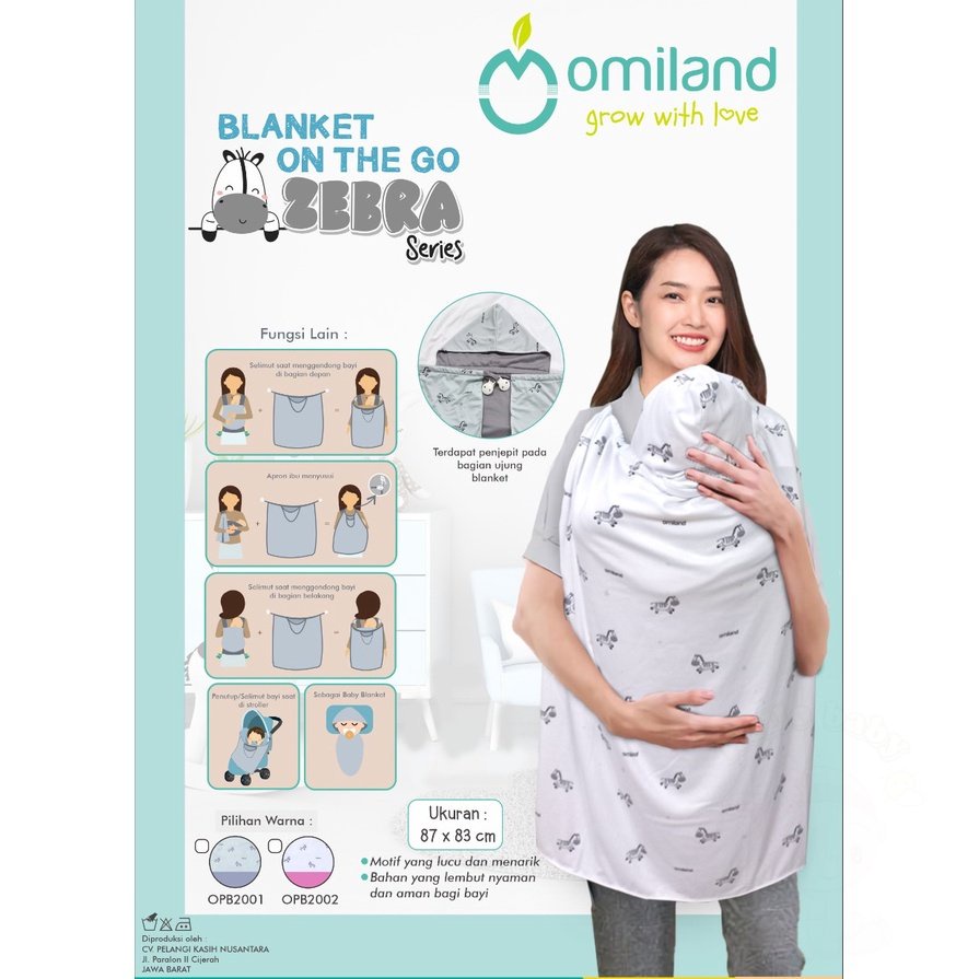 Omiland On The Go Baby Blanket Multifungsi Selimut Zebra Series - OPB2001-2