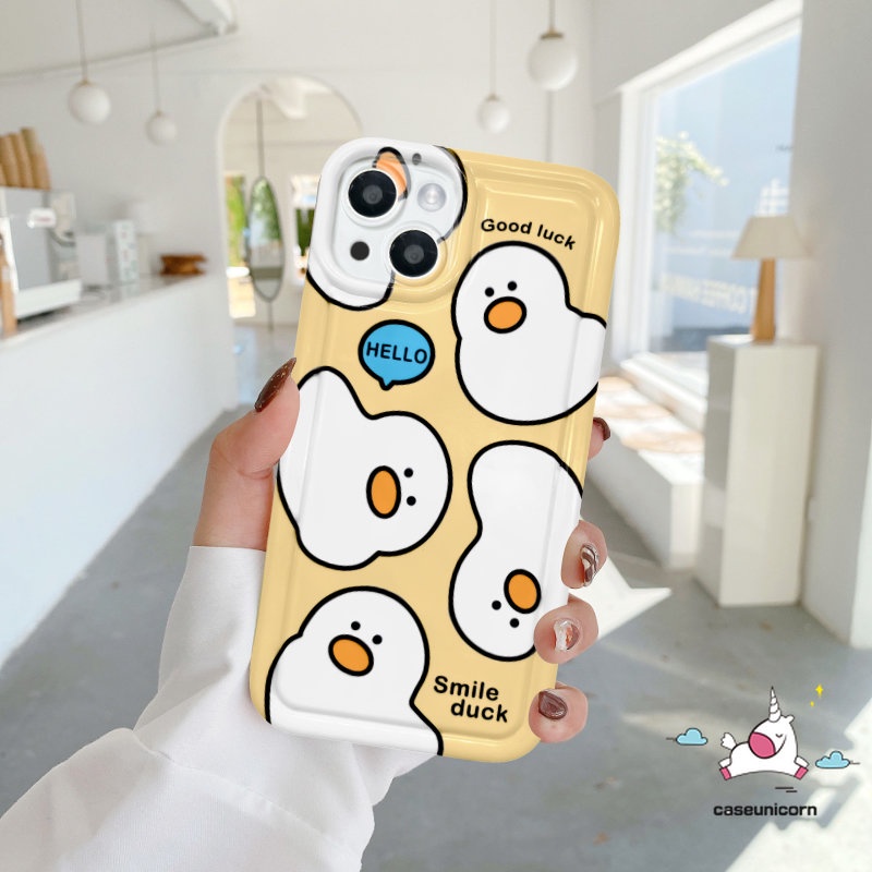IPHONE Casing Ponsel Kompatibel Untuk Iphone11 7plus 14 13 12 Pro Max XR 6 6S 78 Plus X XS Max 11 Pro Max Kartun Lucu Bebek Kamera Perlindungan Shockproof Airbag Lembut TPU Silicon Cover