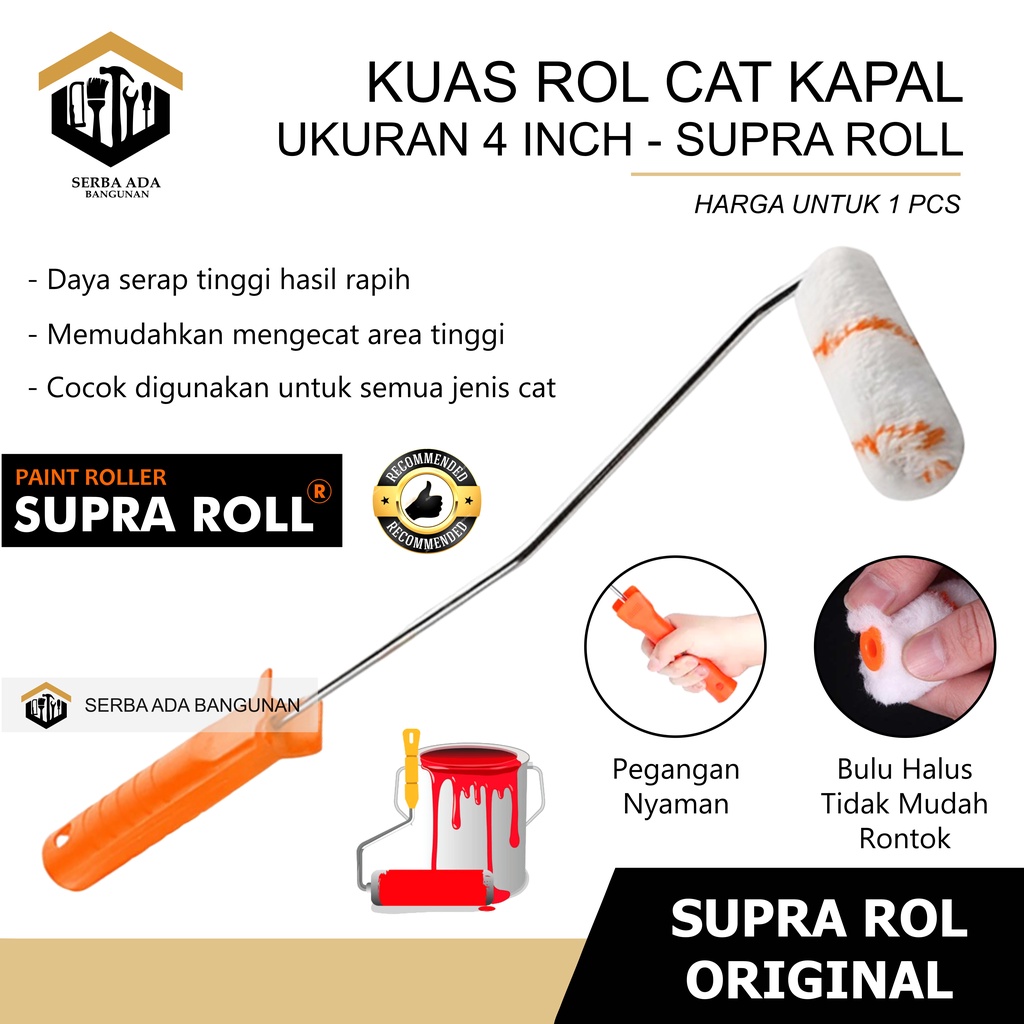 KUAS ROLL KAPAL MINI KECIL CAT GAGANG PLASTIK kuas roll kapal kecil 60 cm 4 inch