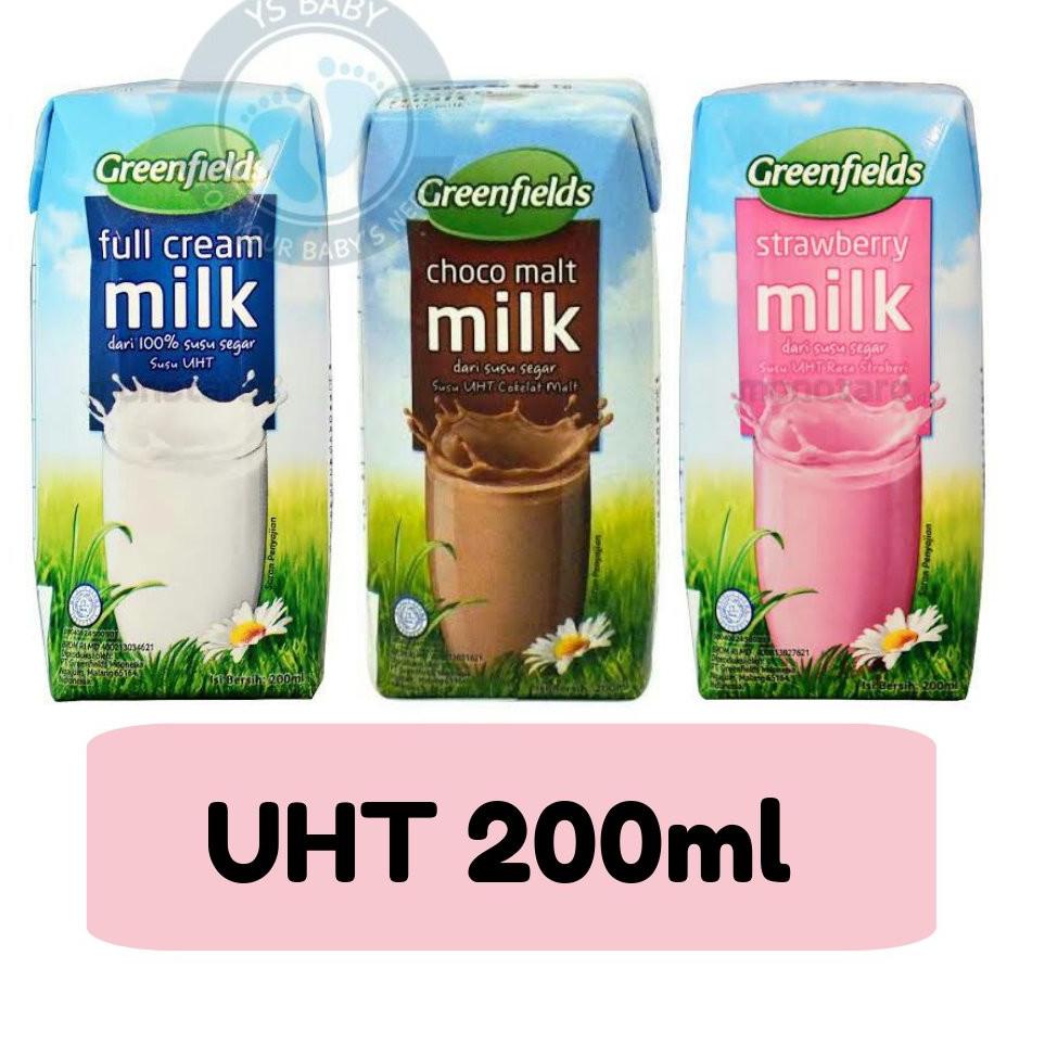 

☑ UHT Greenfields 200ml Perkarton isi 24 Greenfield ♪