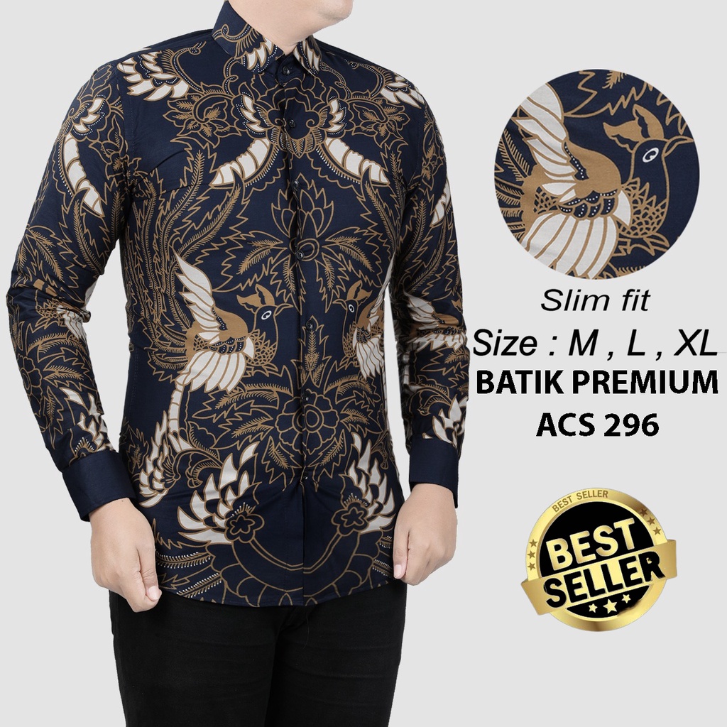 KEMEJA BATIK PRIA SLIM FIT LENGAN PANJANG BAJU BATIK PRIA ACS296