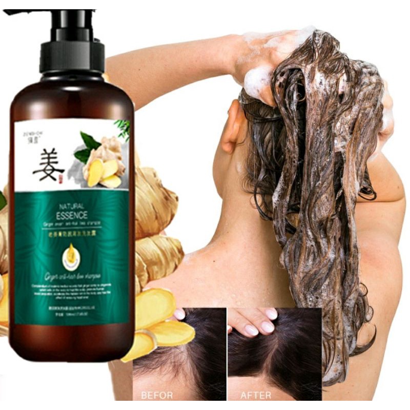 SHAMPOO PENUMBUH RAMBUT CEPAT Natural Essence Ginger Shampoo (500 ml) + 30ml serum