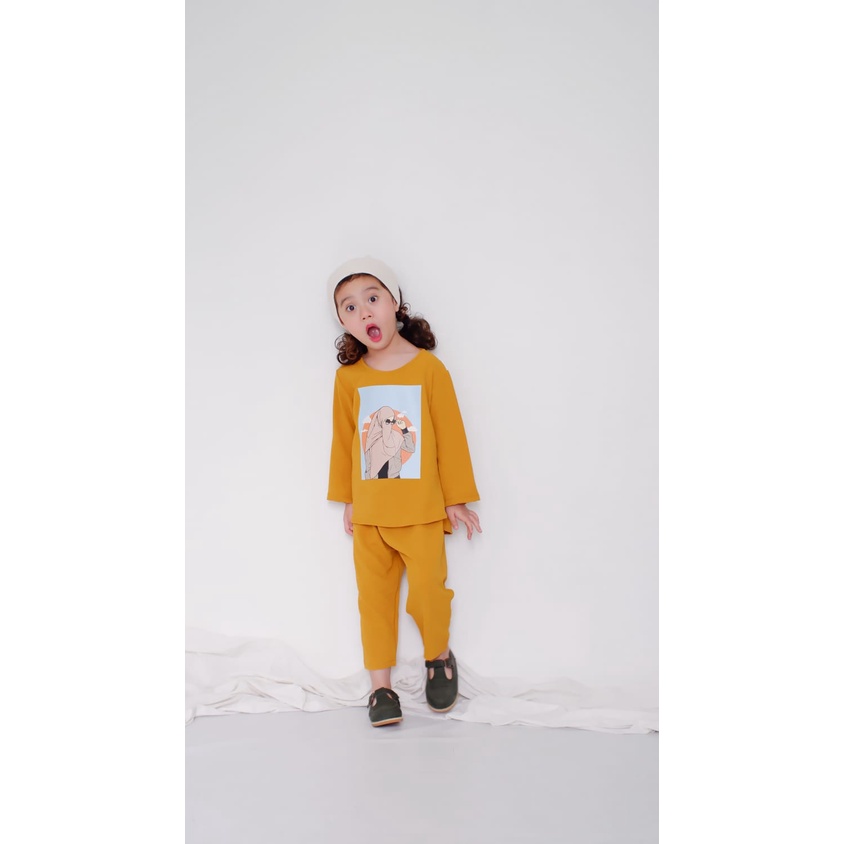 KALILA - ARDINA Tyfor 3/4 Set Anak Perempuan Bahan Cringkle Usia 1 - 6 Tahun | Setelan Baju Anak