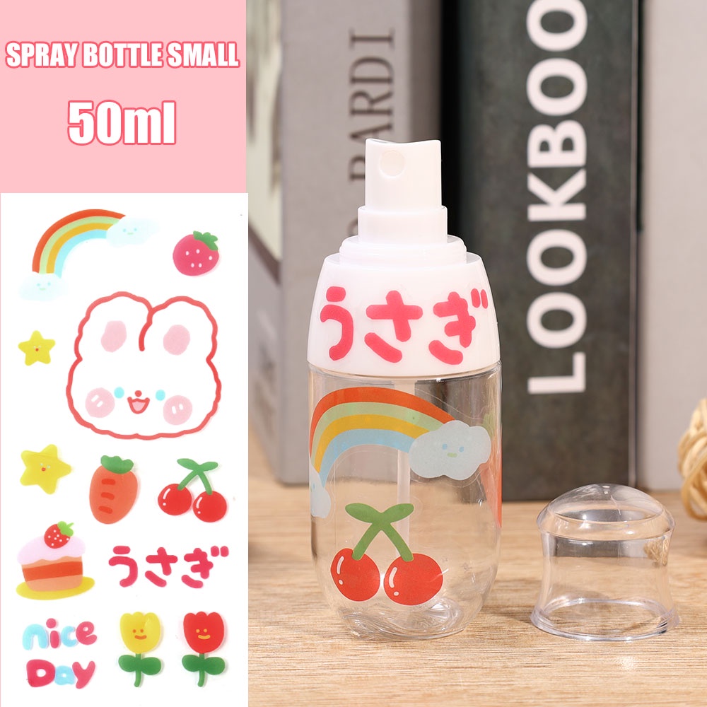 50ml Botol Spray Kosong Isi Ulang Dengan Stiker Lucu/Botol Sub-Botol Lotion Transparan/Wadah Portabel Traveling Dan Outgoing/Botol Ukuran Travel