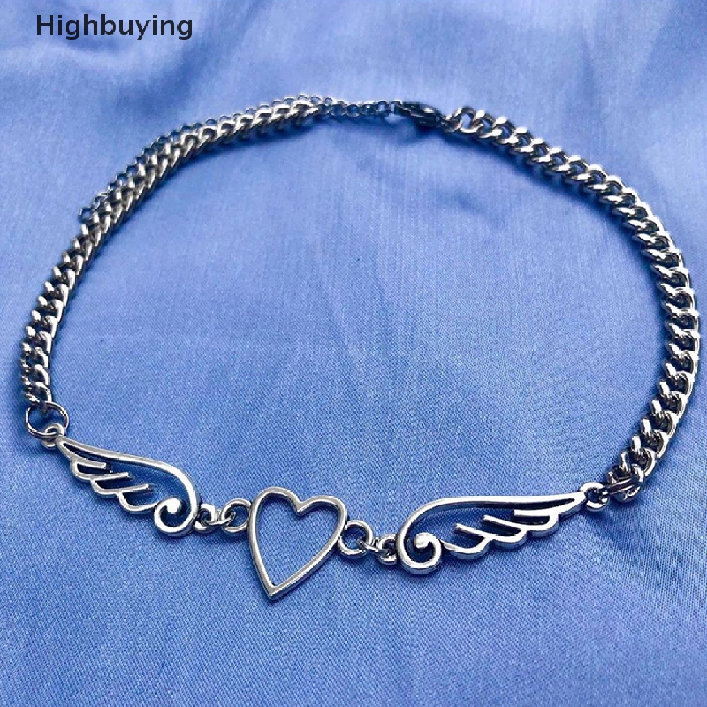 Hbid Kalung Rantai Liontin Hati Malaikat Choker Gothic Hollow Out Untuk Wanita Pria Glory