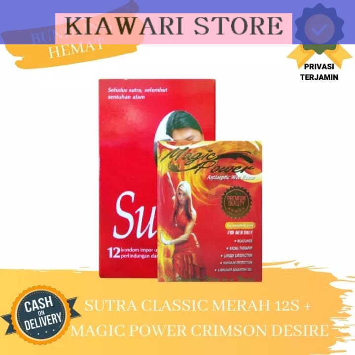 KIAWARI - ( PAKET) Kondom Sutra Merah 12s + Tissue Magic Crimson Desire 6s