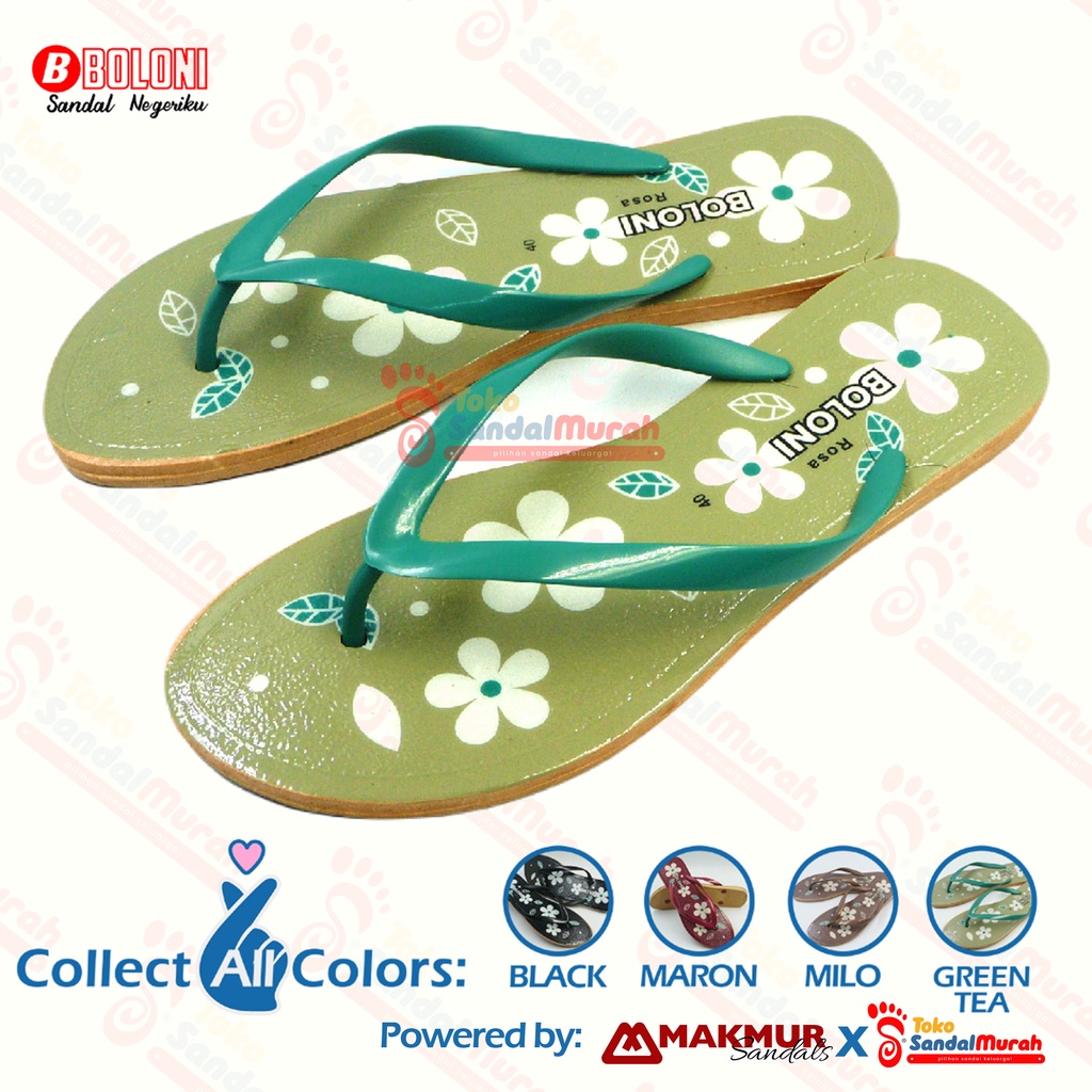 Toko Sendal Murah - Sandal Japit Wanita Uk 37 - 40 / Sandal Japit Motif Bunga /  Sandal Japit Wanita Casual Daily / Sandal Japit Lucu Kekinian [Toko Sendal Murah Boloni Premio Rosa]