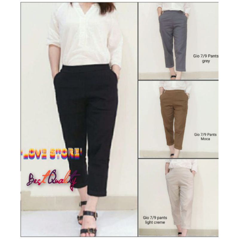 Celana Katun Wanita Stretch 7/9 Gio Baggy Pants Premium