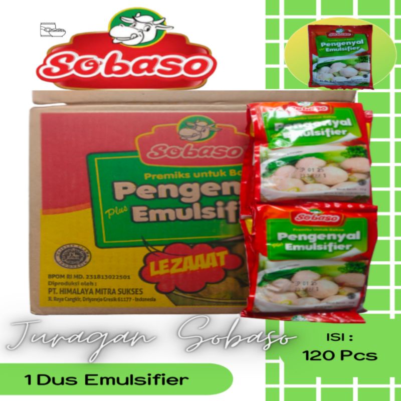 

Tepung Bakso Pengenyal Emulsifier SOBASO 32 Gram 1 Dus