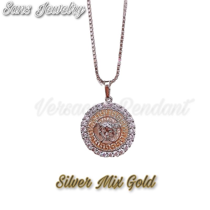 Versace Pendant Kalung Liontin Versace Kalung Wanita Cewek Anti Karat Perhiasan Aksesoris Wanita Kal