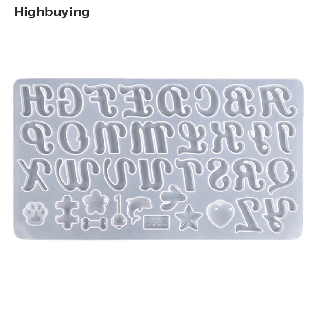 Hbid Cetakan Resin Alfabet Cetakan Silikon Silicone Sign Alphabet Epoxy Casg Mold DIY Letter &amp; Ornament Resin Keychain Molds Glory