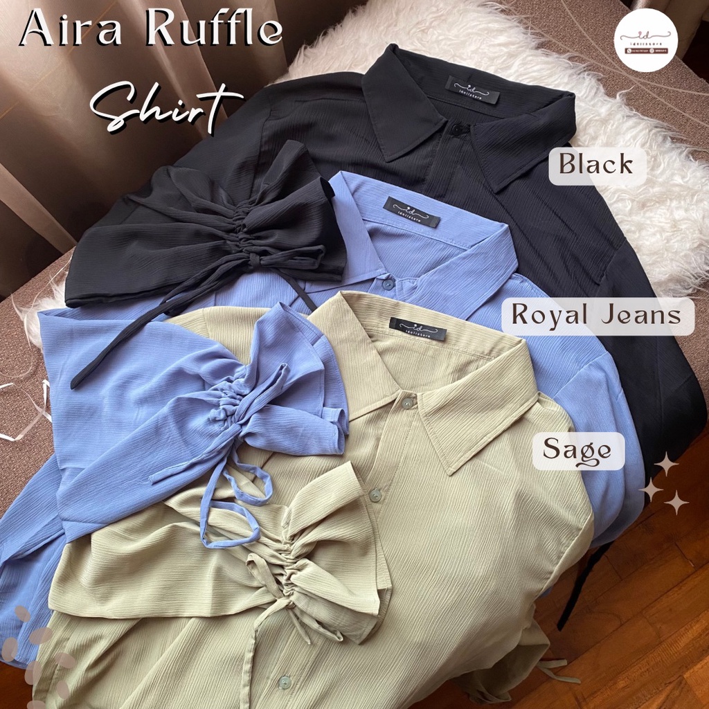 [BUY 1 GET 1] 11-15 November 2023 - Idellstore - Aira Ruffle Shirt Kemeja Korea Berserat Premium Ruffle Tali Lengan Korean Looks Kemeja Kantor Lucu