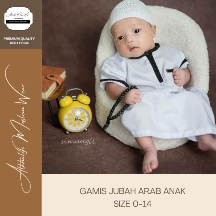 DSK59- Baju Koko Anak Laki Laki Keren Amw Qomis Gamis Jubah Arab Balita Bayi - Size 8
