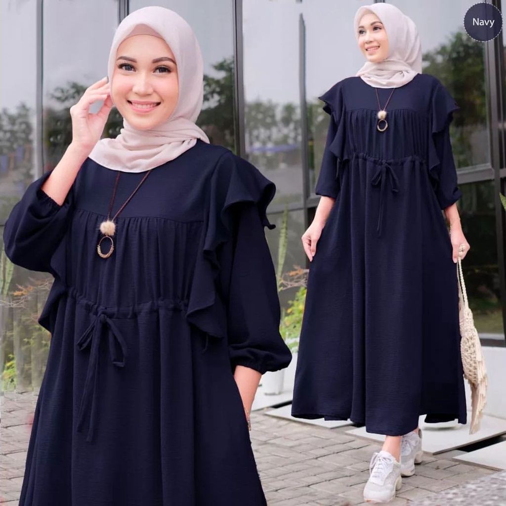 Gamis LD 120 Gamis Terbaru Jumbo LD 120 Gamis Crinkle Jumbo NIA DRESS