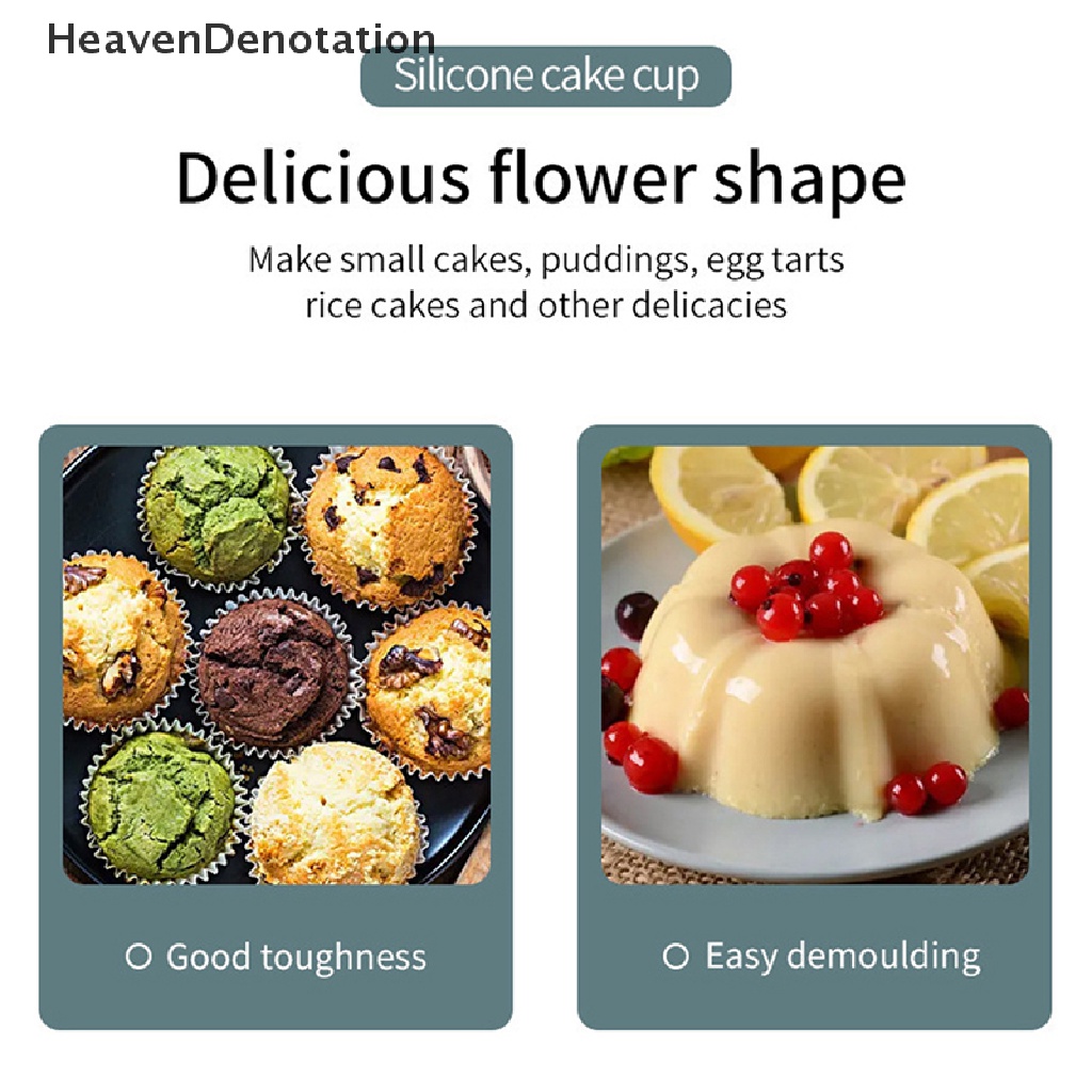 [HeavenDenotation] 4pcs Cetakan Silikon Bunga Cupcake Muffin Cup Baking Egg Tart Puding Jelly Mold HDV