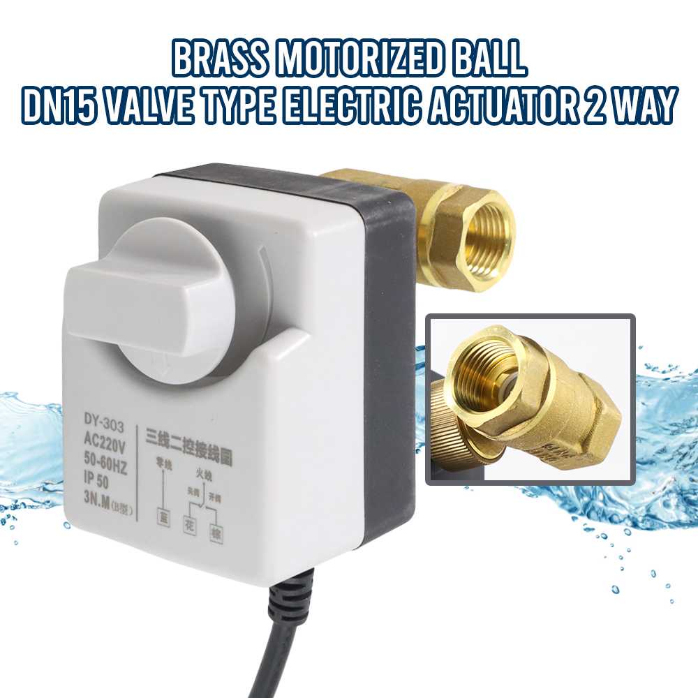 (BISA COD) FTIHSHP NBCJ Brass Motorized Ball DN15 Valve Type Electric Actuator 2 Way - DY-303