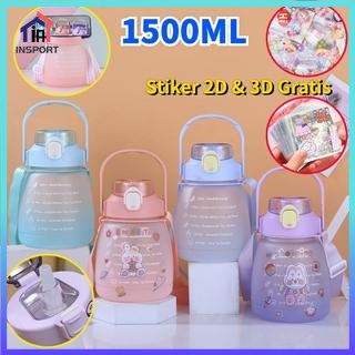 Botol Minum 1.5 Liter 1500ML Botol Korea VIRAL Free stiker 2D &amp; 3D