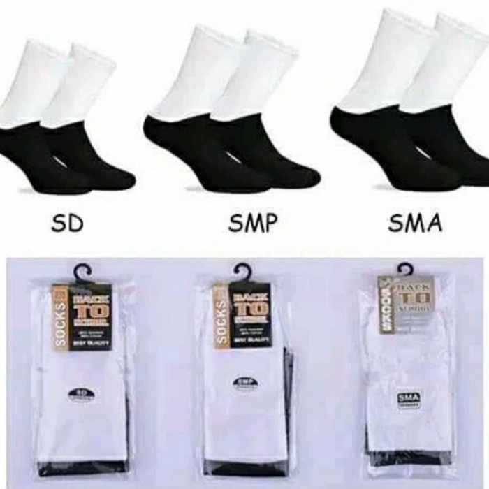 Grosir Termurah !! Kaos Kaki SEKOLAH SD SMP SMA SMU SMK Hitam Putih