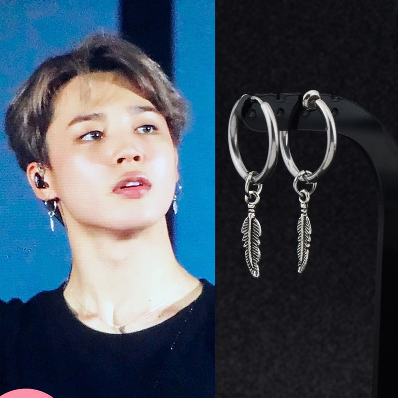 Bts Park Jimin Gaya Yang Sama Anting Daun Kecil Klip Telinga Anting Bahan Titanium Steel