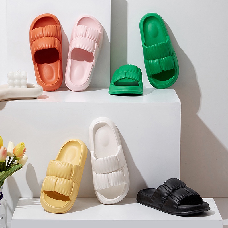 Slipper Home Ladies Non -Slip dan Wear -Fashion Tahan Warna murni Sandal kasual wanita kelopak menarik model baru