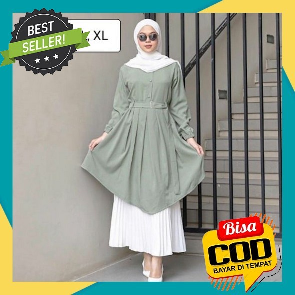 [ Promo ] Kanaya Tunik Bahan Crinkle Airflow Atasan Wanita Terbaru 2023 Tunik Lebaran Model Baru Out