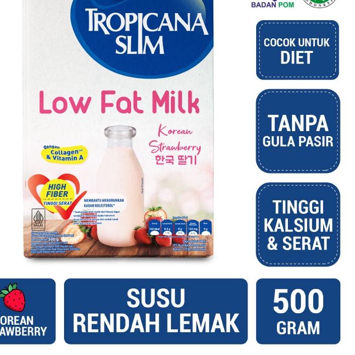 

➳ Tropicana Slim Low Fat Milk Korean Strawberry 500 gram – Susu dengan Kolagen ✲