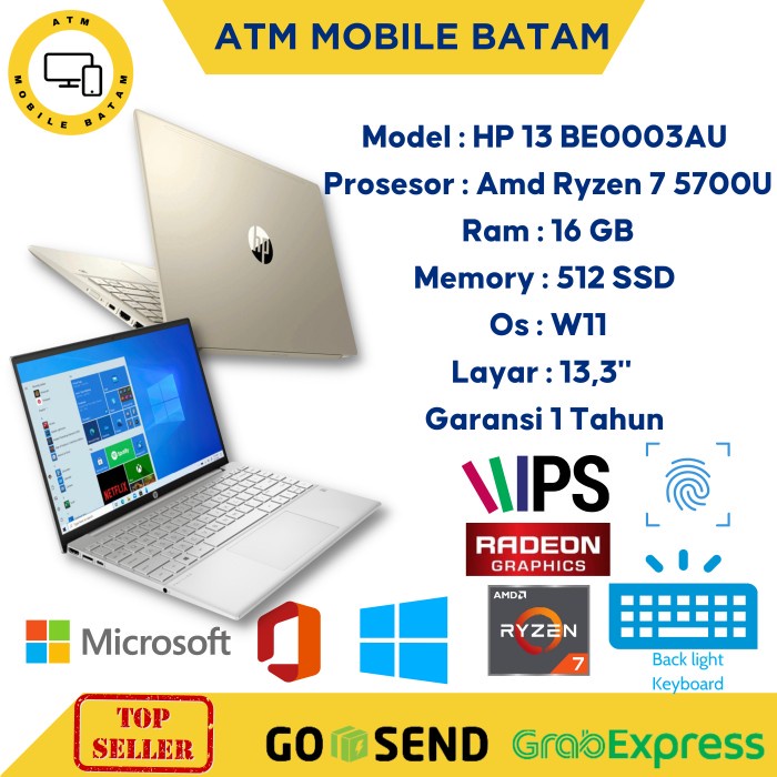 Laptop hp 13 be0003au ryzen 7 5700u