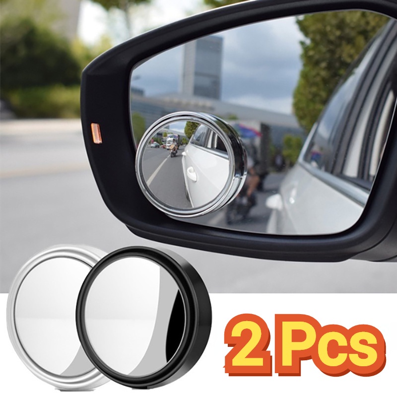 2pcs Frameless Convex Mirror Round HD Kaca Blind Spot Mirror Dengan 360derajat Spion Samping Mobil Convex Rear View Mirror Cars Adjustable Wide Angle